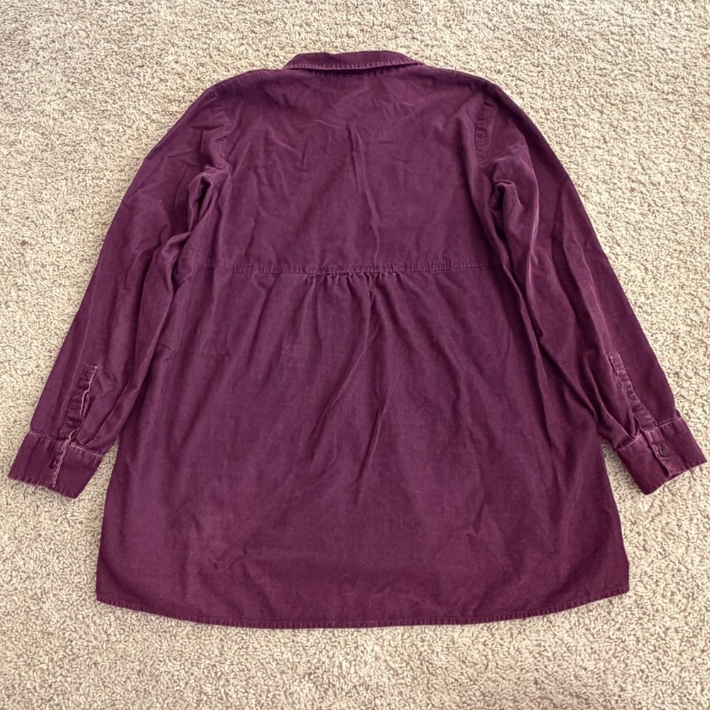 J. Jill Womens Corduroy Button Down Shirt Plum Purple‎ Cotton Tunic Top Medium - Picture 7 of 7